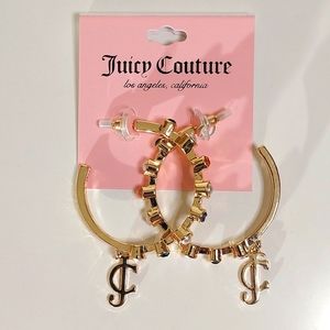 Juicy Couture Los Angeles Gold Toned Embellished Hoops